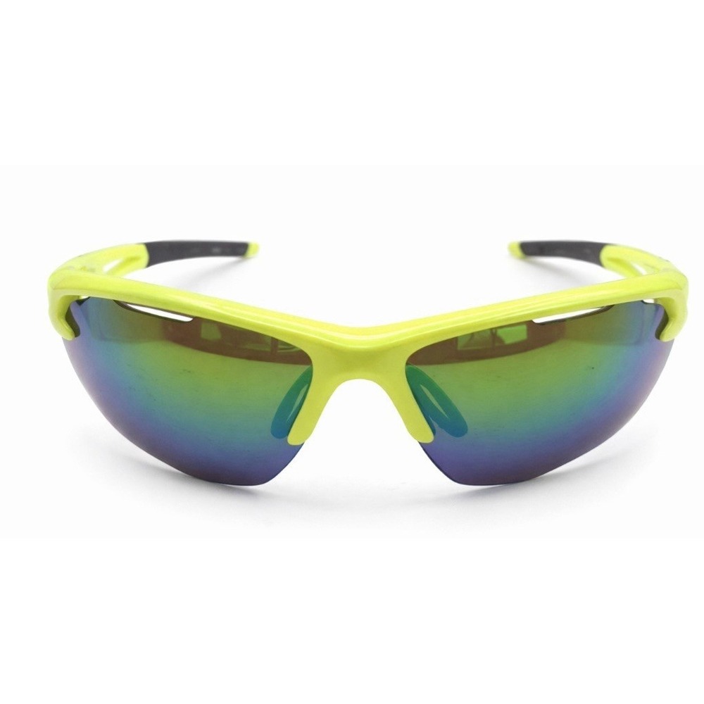 Ironman Sport wrap Sunglasses Neon Green Mirrored Shield Running Cycling